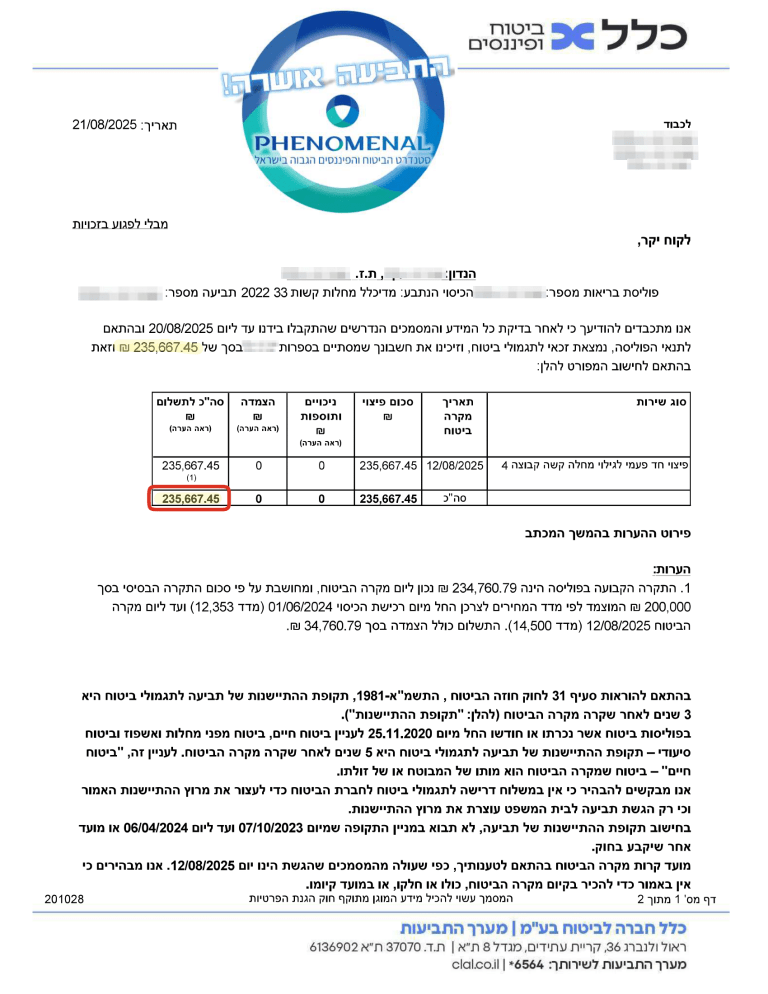 יפרח יעקב - תשלום מכלל בגין תביעת מחלות קשות-1